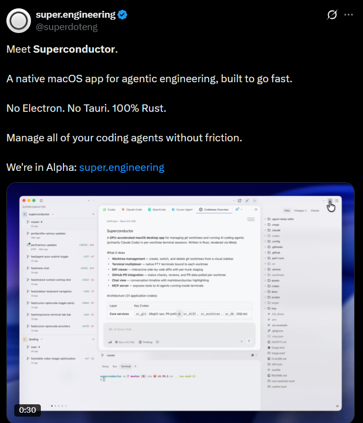 AI编码神器Superconductor：聚合多Agent，Rust原生极速体验